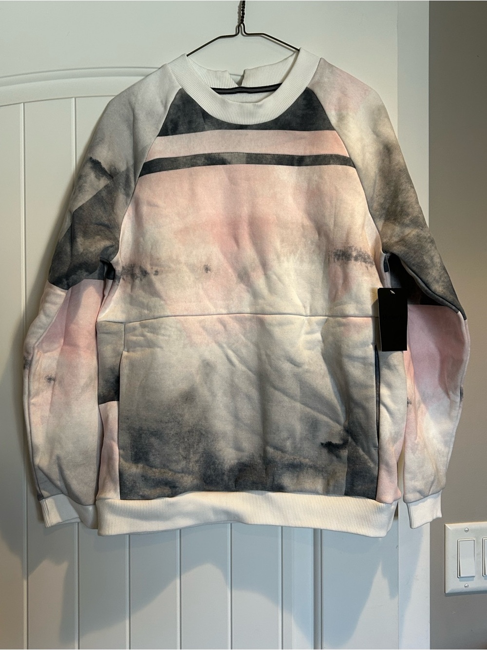 Hurley Women’s Tie-Dye Crewneck Sweatshirt - Pink & Gray